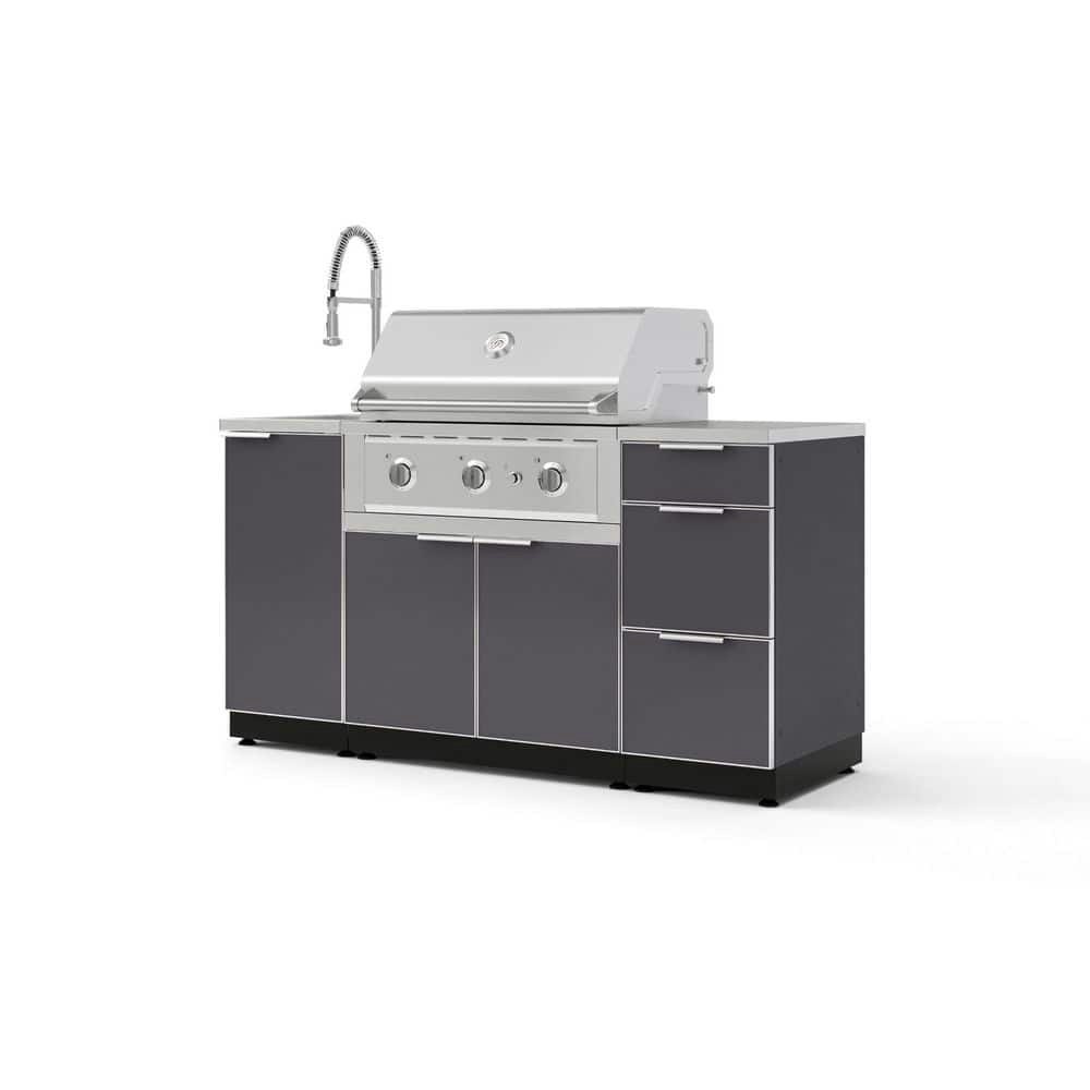 Outdoor Kitchen 3-Burner Propane Gas Grill Island 5-Piece Set: $3,552.99