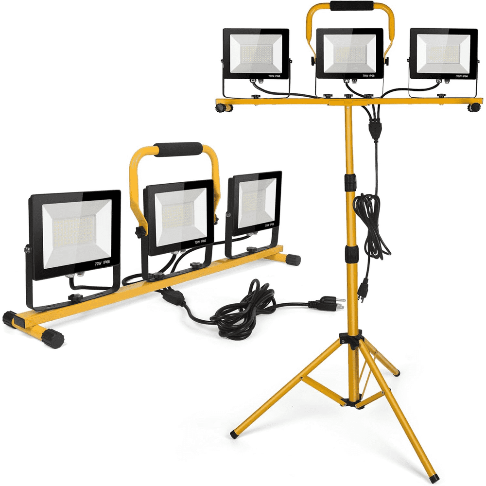 21,000-Lumen 3-Head LED Work Light with Tripod: $56.39