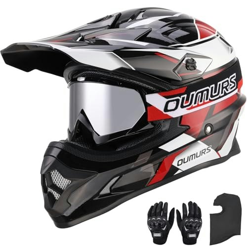 Oumurs DOT Adult Off-Road Helmet with Goggles Gloves and Mask: $70.39