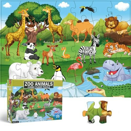Jumbo Grassland Animal 35-Piece Floor Puzzle: $15.19