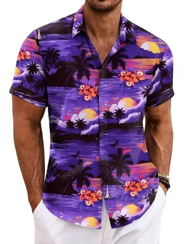 Coofandy Men's Tropical Short Sleeve Button-Down Shirt: $23.99