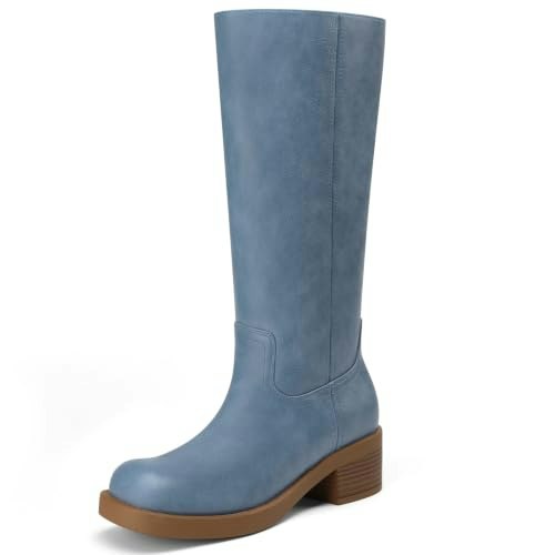 Athlefit Square Toe Chunky Knee High Boots: $47.49