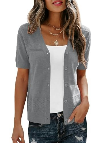 Veryoung Women's Lightweight Short Sleeve Button Cardigan: $13.59