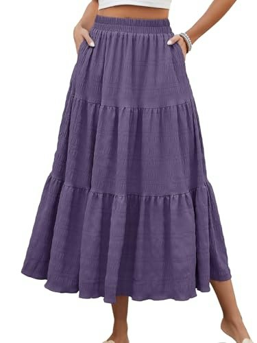 Huskary Women's Layered Tiered High-Waist Maxi Skirt: $23.99