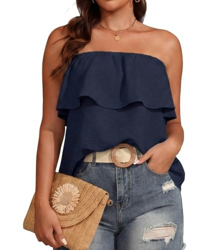 Jinkesi Women's Ruffle Trim Tube Top: $11.99