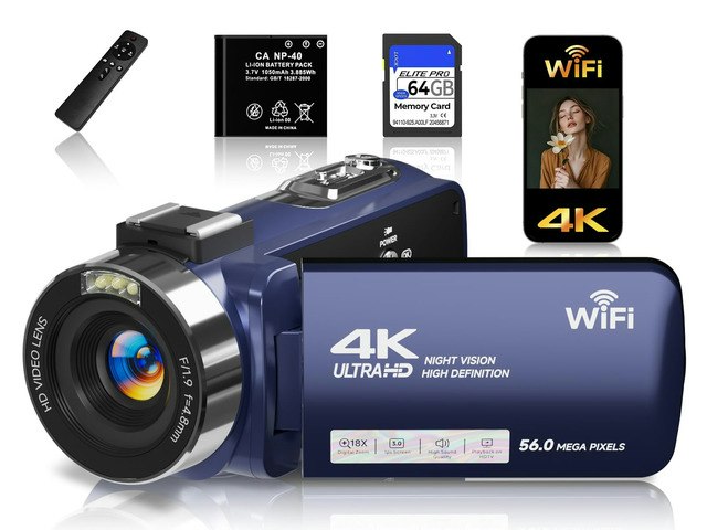 4K 56MP WiFi Vlogging Camcorder 64GB Card: $134.99 4K 56MP WiFi Vlogging Camcorder 64GB Card: $134.99