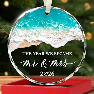 2026 Mr. & Mrs. Beach Wedding Ornament for $9 + free shipping w/ Prime