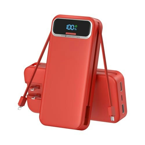 Nusyddy 20,000mAh Portable Charger with Built-in Wall Plug: $28.49