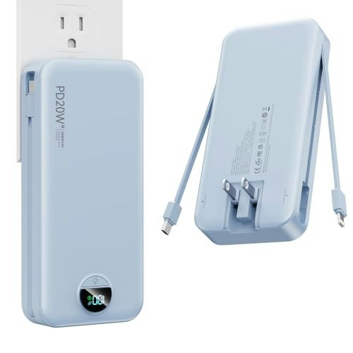 Nusyddy 20,000mAh Portable Charger with Built-in Wall Plug: $27.19
