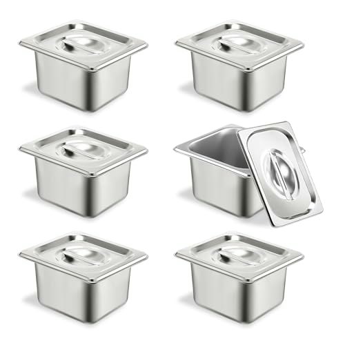 Stainless Steel 1/6-Size 4-inch Hotel Pan with Lid 6-Pack: $41.59 Stainless Steel 1/6-Size 4-inch Hotel Pan with Lid 6-Pack: $41.59