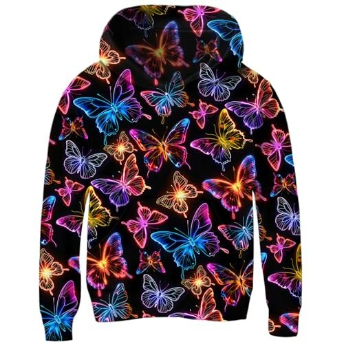 Uideazone Girls' Neon Butterfly Hooded Pullover Hoodie: $14.24 Uideazone Girls' Neon Butterfly Hooded Pullover Hoodie: $14.24