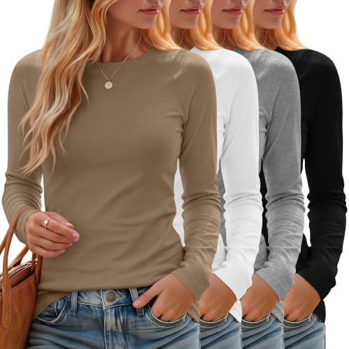 Oakgarden Women's Long Sleeve Basic Fall Tops 4-Pack: $35.19