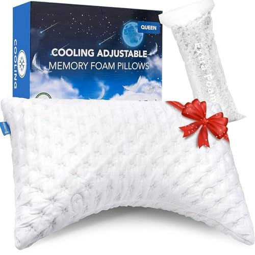 Kucey Queen Cooling Shredded Memory Foam Side Sleeper Pillow: $31.99