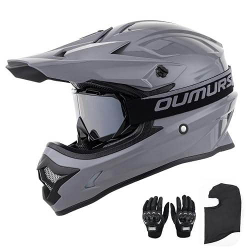 Oumurs Adult Motocross Helmet with Goggles Gloves and Mask: $71.96