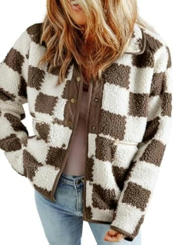 Shewin Women's Plaid Sherpa Fleece Jacket: $25.93 Shewin Women's Plaid Sherpa Fleece Jacket: $25.93