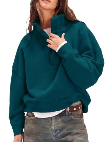 Fenclushy Women's Oversized Henley Pullover Sweatshirt: $30.38 Fenclushy Women's Oversized Henley Pullover Sweatshirt: $30.38