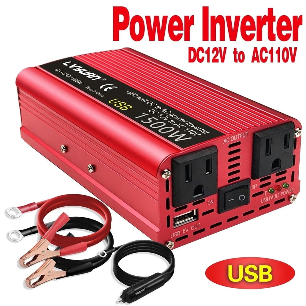 Lvyuan 1,500W DC 12V to AC 110V Modified Sine Wave Power Inverter: $30.59