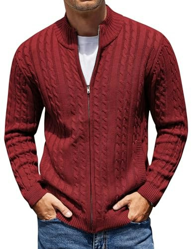 Coofandy Men's Slim Fit Zip-Up Cardigan Sweater: $28.87