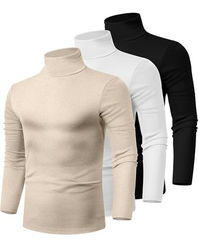 Ficerd Men's Cotton Turtleneck Long Sleeve Shirt 3-Pack: $31.99