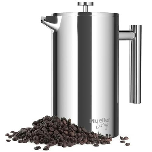 MuellerLiving 34-oz. Stainless Steel French Press Coffee Maker: $43.99