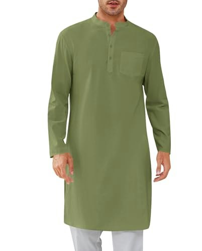 Gafeng Men's Cotton Henley Kaftan Robe: $23.74 Gafeng Men's Cotton Henley Kaftan Robe: $23.74