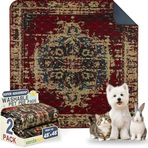 Verdasun 48"x48" Washable Puppy Pee Pads 2-Pack: $33.49 Verdasun 48"x48" Washable Puppy Pee Pads 2-Pack: $33.49