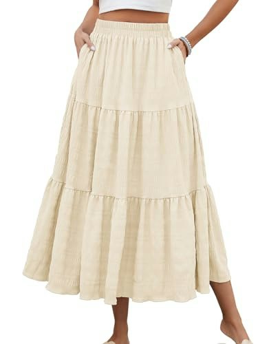 Huakary Women's High-Waist Tiered Maxi Skirt: $23.99 Huakary Women's High-Waist Tiered Maxi Skirt: $23.99