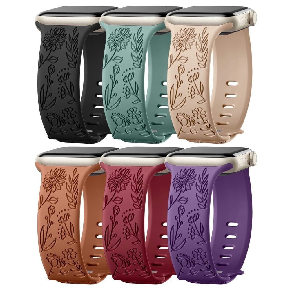 Geak Sunflower Engraved Silicone Apple Watch Band: $12.59 Geak Sunflower Engraved Silicone Apple Watch Band: $12.59