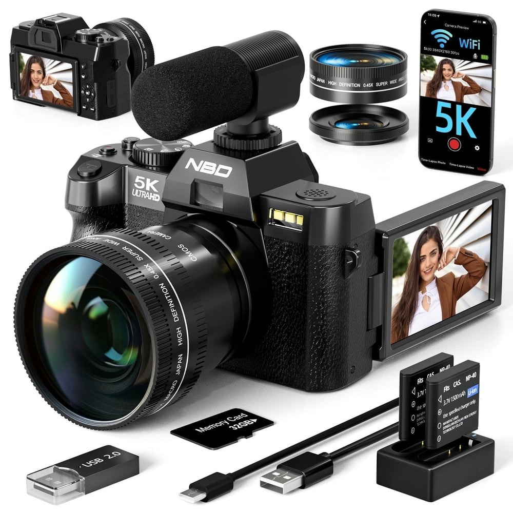 NBD S110 48MP 5K Digital Vlogging Camera 32GB Kit: $138.49