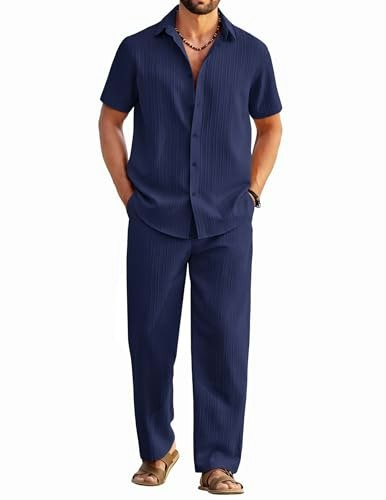 Coofandy Men's 2-Piece Textured Summer Beach Outfit: $28.24 Coofandy Men's 2-Piece Textured Summer Beach Outfit: $28.24