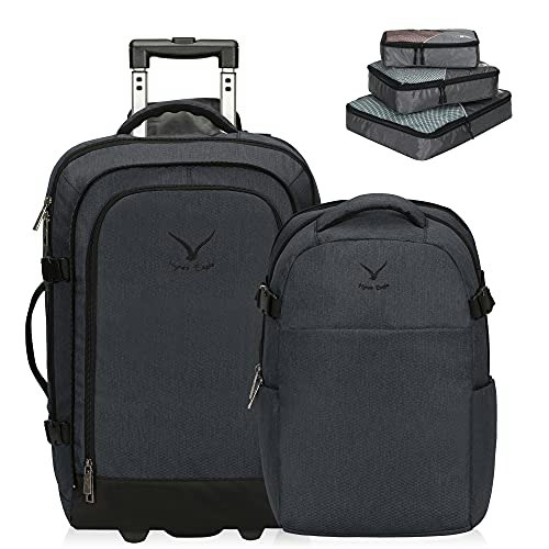 Hynes Eagle 22-inch 63L 2-in-1 Rolling Backpack with 3-Piece Packing Cube Set: $117.59