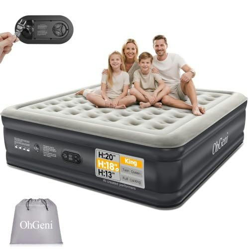 OhGeni 18-inch King Size Air Mattress with Built-in Pump: $103.99 OhGeni 18-inch King Size Air Mattress with Built-in Pump: $103.99