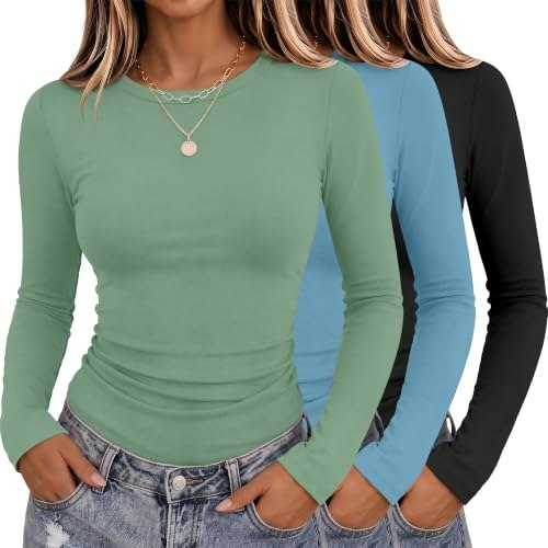 Riyiper Women's Long Sleeve Slim Fit Tops 3-Pack: $29.59 Riyiper Women's Long Sleeve Slim Fit Tops 3-Pack: $29.59