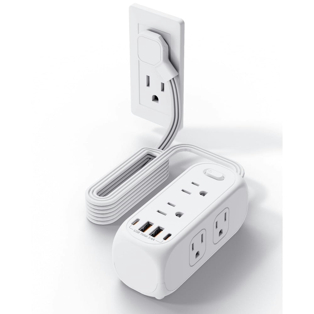 5-Foot Flat Plug Power Strip with 6 Outlets and 4 USB Ports: $14.21