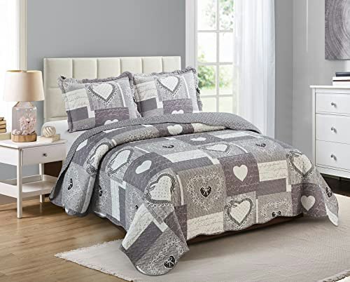 Brilliant Sunshine Full/Queen Heart Patchwork Quilt Set: $19.99 Brilliant Sunshine Full/Queen Heart Patchwork Quilt Set: $19.99