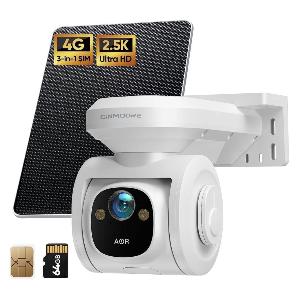 Cinmoore 2.5K Solar-Powered 4G LTE Wireless Security Camera: $58.49