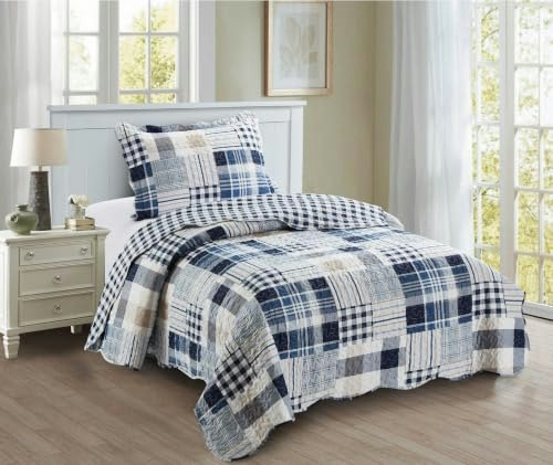 Brilliant Sunshine Blue Patchwork Twin Quilt Set 2-Piece: $33.74
