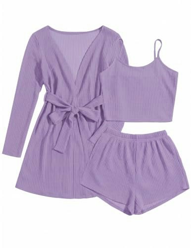 Ekouaer Women's 3-Piece Waffle Knit Pajama Set: $24.69 Ekouaer Women's 3-Piece Waffle Knit Pajama Set: $24.69