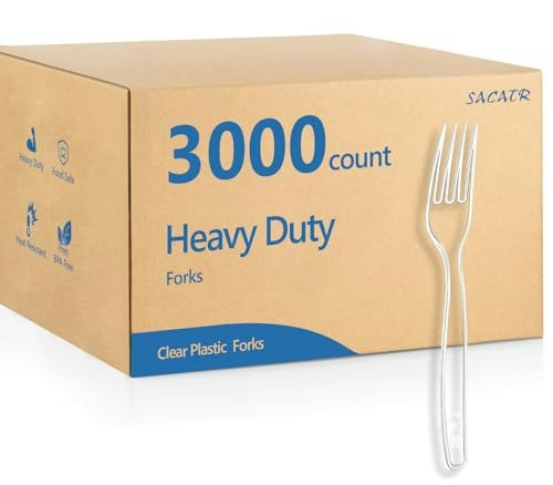 Sacatr Heavy Duty Clear Plastic Forks 3,000-Count: $87.99 Sacatr Heavy Duty Clear Plastic Forks 3,000-Count: $87.99