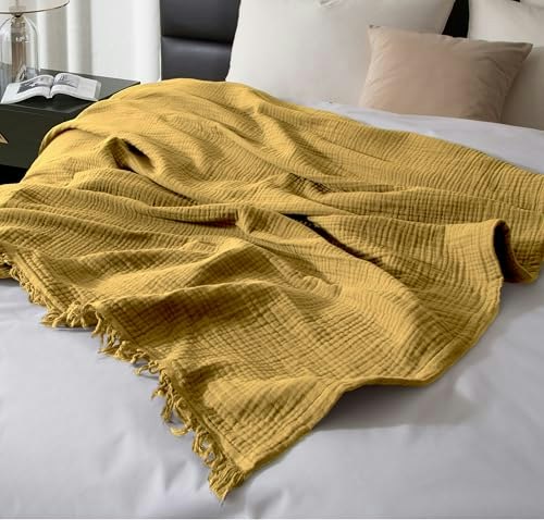 KyraHome Queen 100% Organic Cotton Muslin Blanket: $39.90