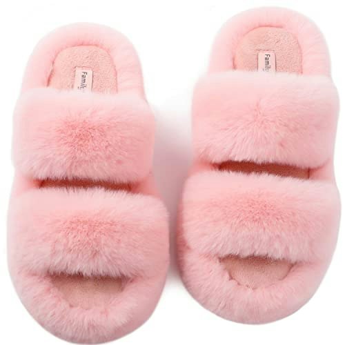 FamilyFairy Women's Open Toe Fluffy Slippers: $15.92