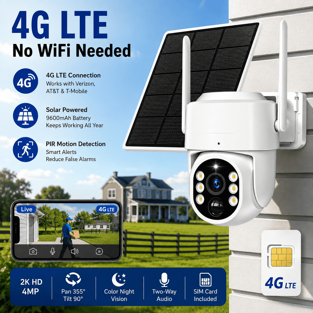 CQ40 4MP 4G LTE Solar PTZ Security Camera: $32.99 CQ40 4MP 4G LTE Solar PTZ Security Camera: $32.99