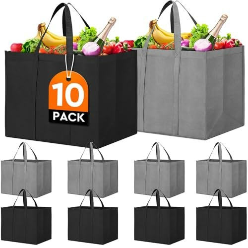 Reusable Grocery Shopping Tote Bags 10-Pack: $13.67 Reusable Grocery Shopping Tote Bags 10-Pack: $13.67