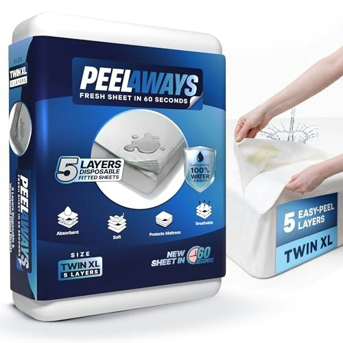 PeelAways 5-Layer Waterproof Disposable Fitted Twin XL Bed Sheet: $34.39