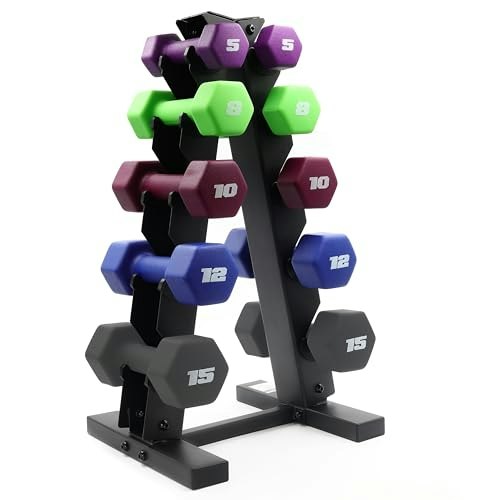 Cap Barbell 100-Pound Neoprene Dumbbell Set with Rack: $84.98