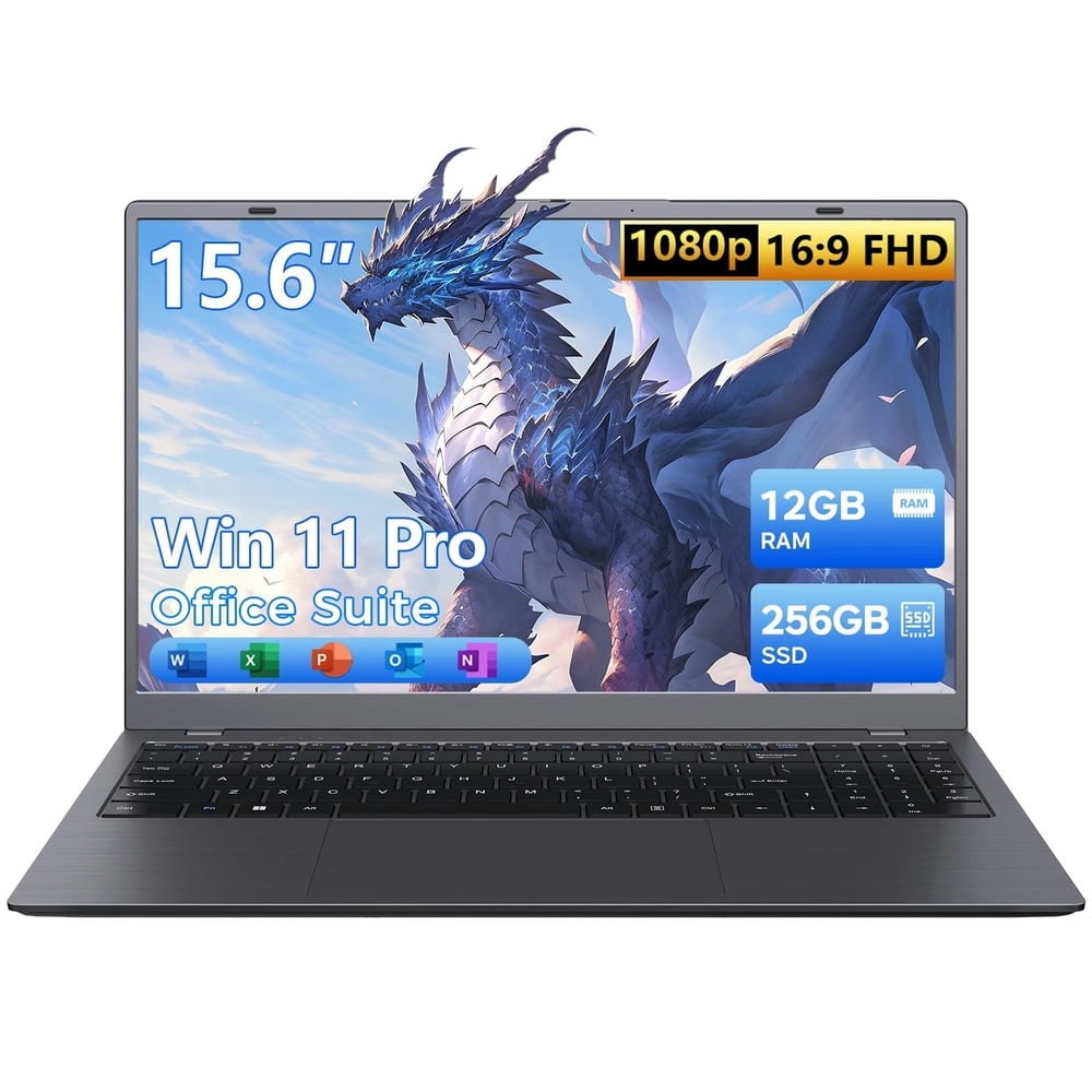 Kinobuc 15.6-inch Windows Laptop 12GB RAM 256GB SSD: $237.49