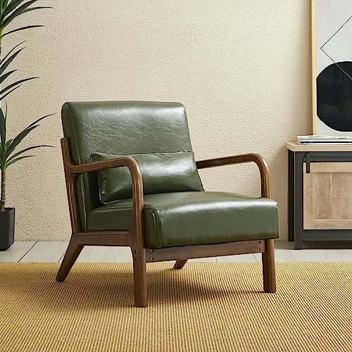 Glitzhome Mid-Century Faux Leather Accent Chair: $191.99