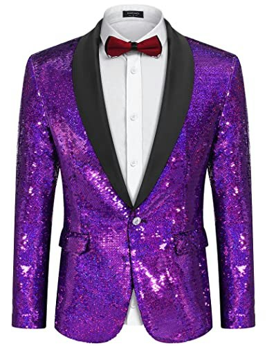 Coofandy Men's Shiny Sequin Shawl Lapel Tuxedo Blazer: $55.99 Coofandy Men's Shiny Sequin Shawl Lapel Tuxedo Blazer: $55.99