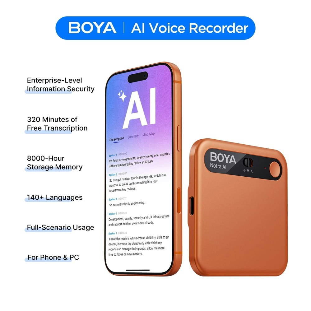 Boya Notra AI Voice Recorder: $119.99 Boya Notra AI Voice Recorder: $119.99