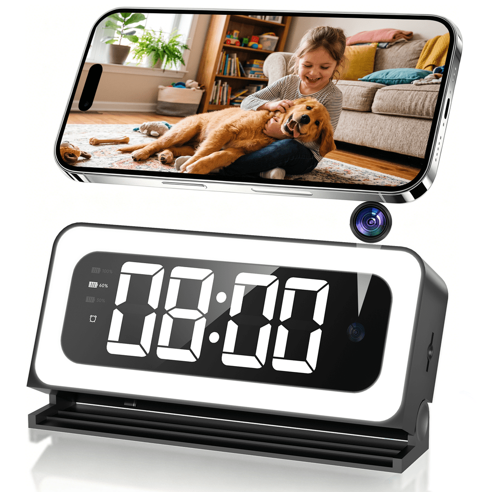 2K WiFi Alarm Clock Security Camera: $46.99